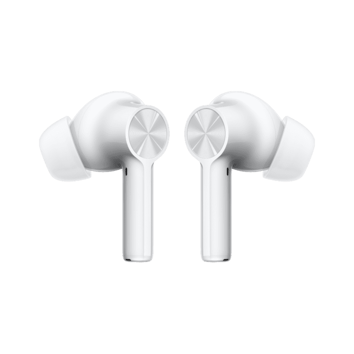 OnePlus Buds Z2, view of left and right Buds (Pearl White)