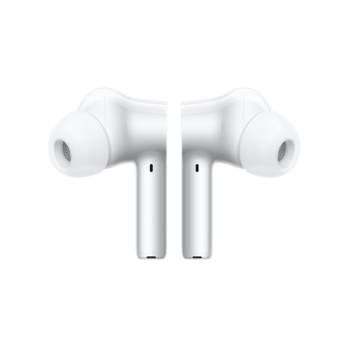 OnePlus Buds Z2 front view of left and right earbuds (Pearl White)