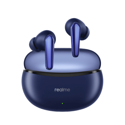 Realme Buds Air 3 Neo, Left and right earbuds view with box