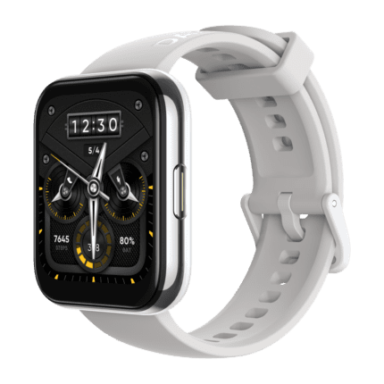 left front full view of realme Watch 2 Pro (Metallic Silver)
